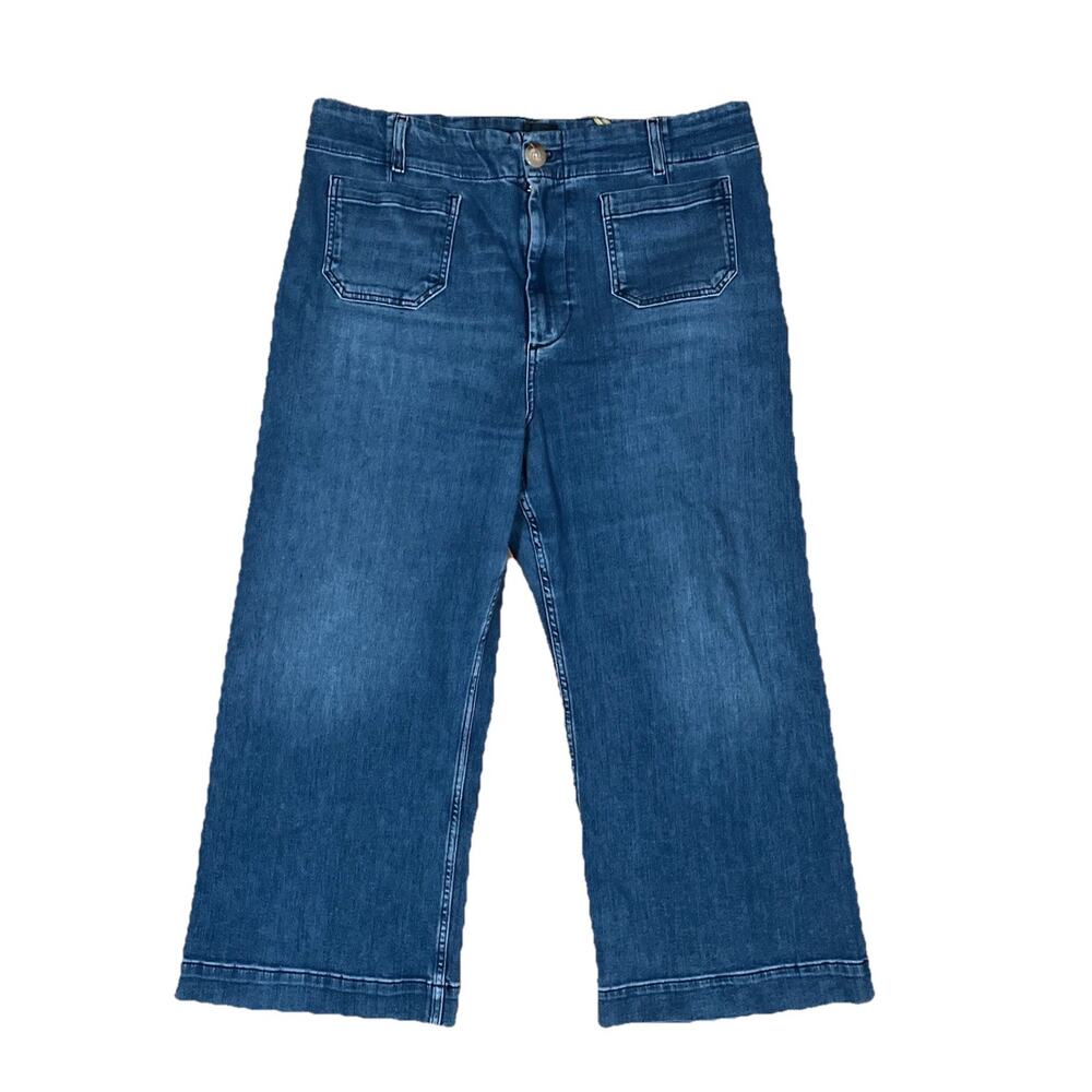 Anthropologie Maeve The Colette Wide Leg Crop Pants Size 34 Denim Jeans 37x24.5